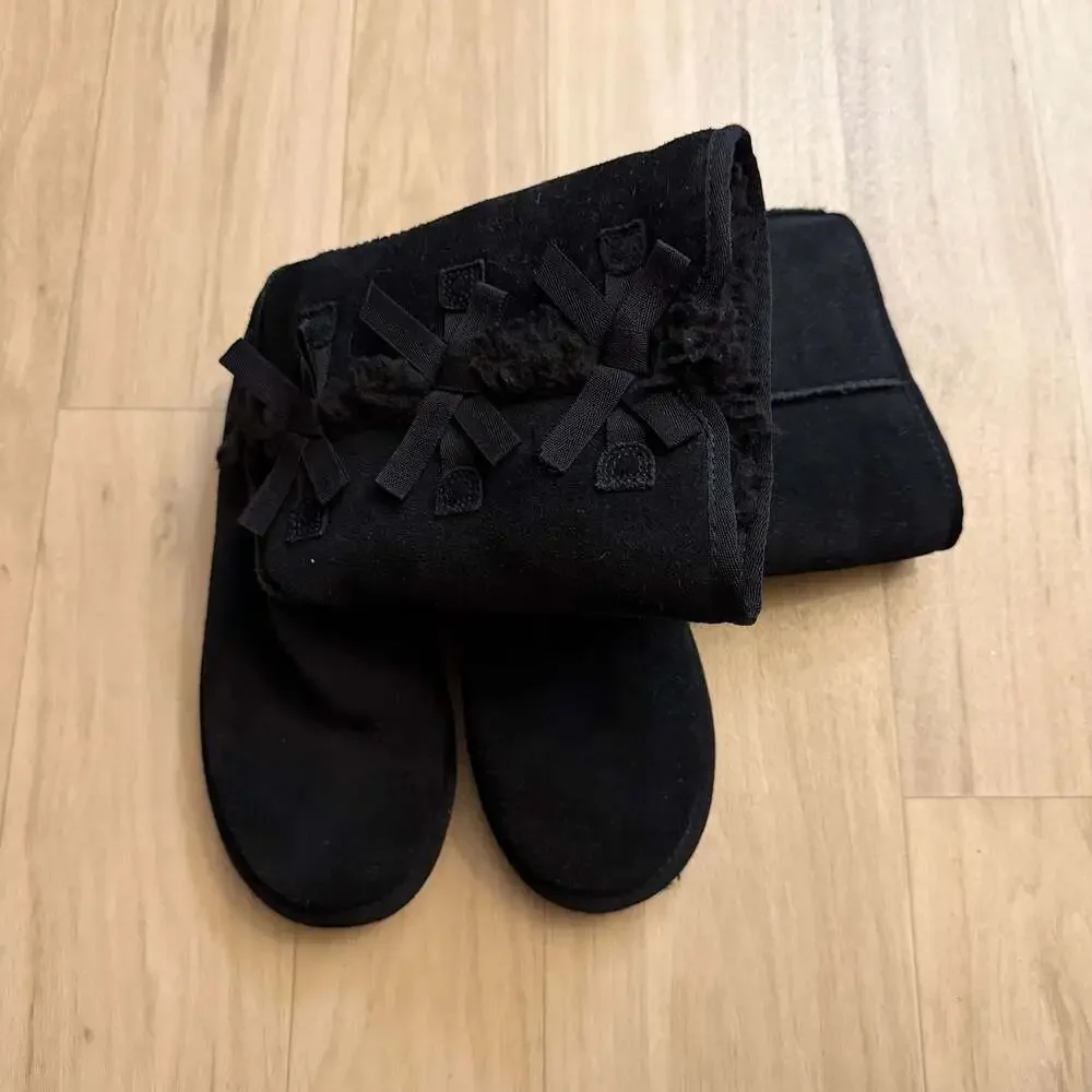Koolaburra by UGG Black Tall Bow Side Boots Size 4 US
